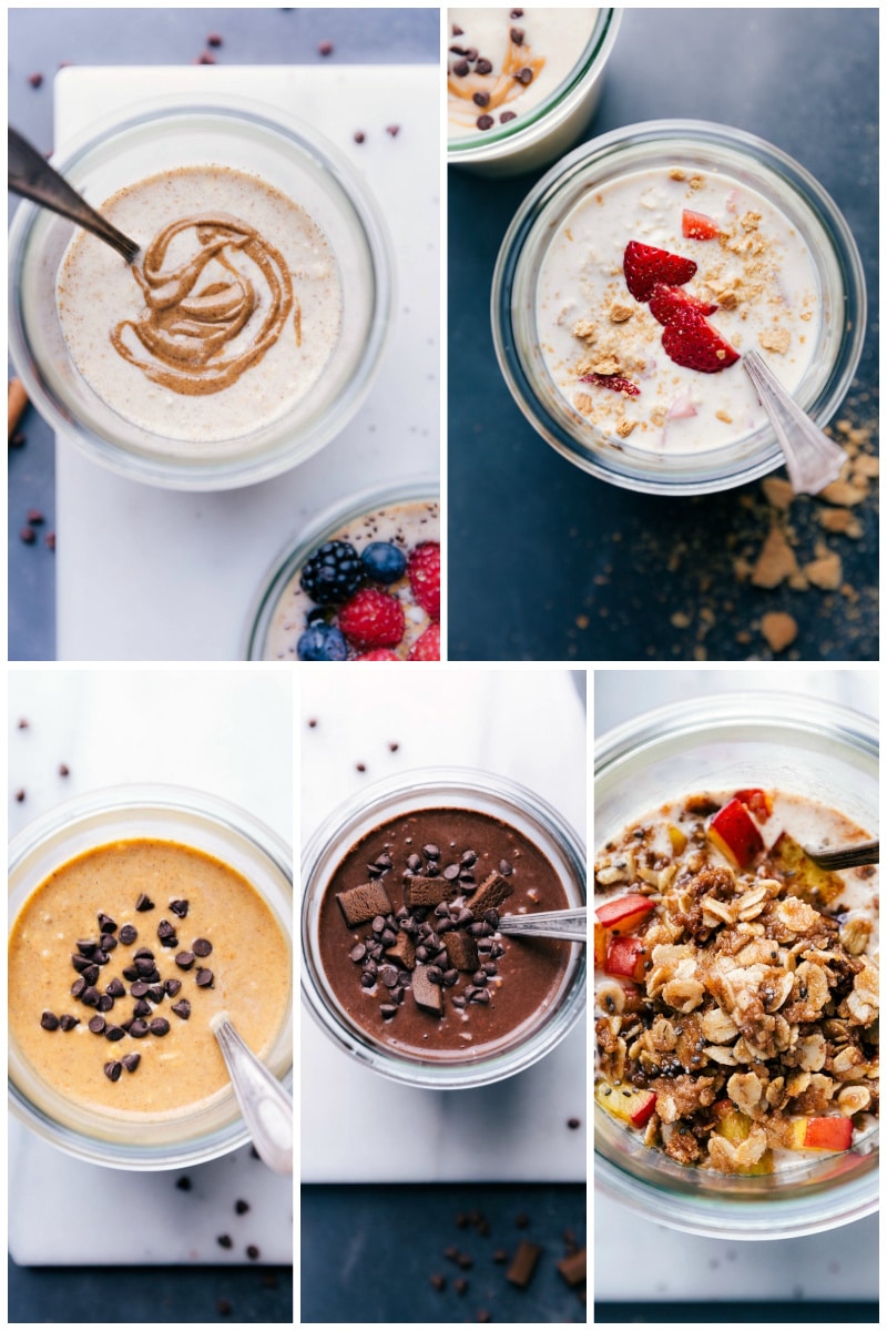 Collage of Overnight Oats pictures.
