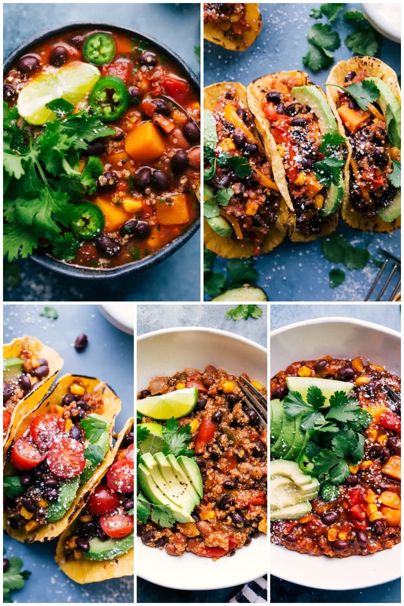 Collage of quinoa dump-and-go recipes