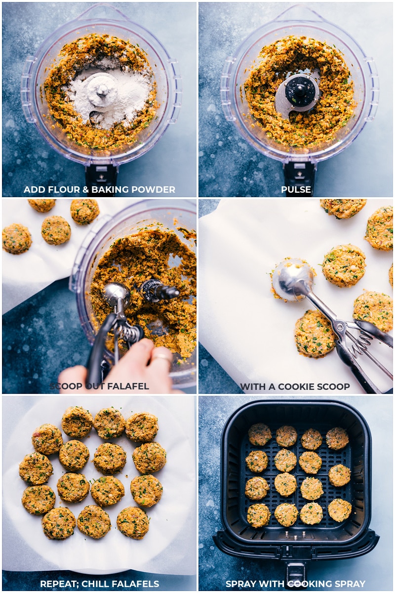 Process shots: making the falafel and air frying them