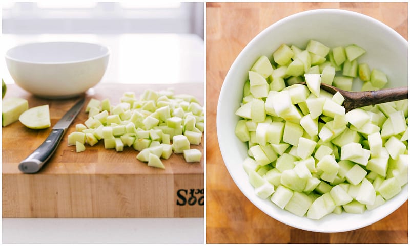 Diced apples for Apple Turnover