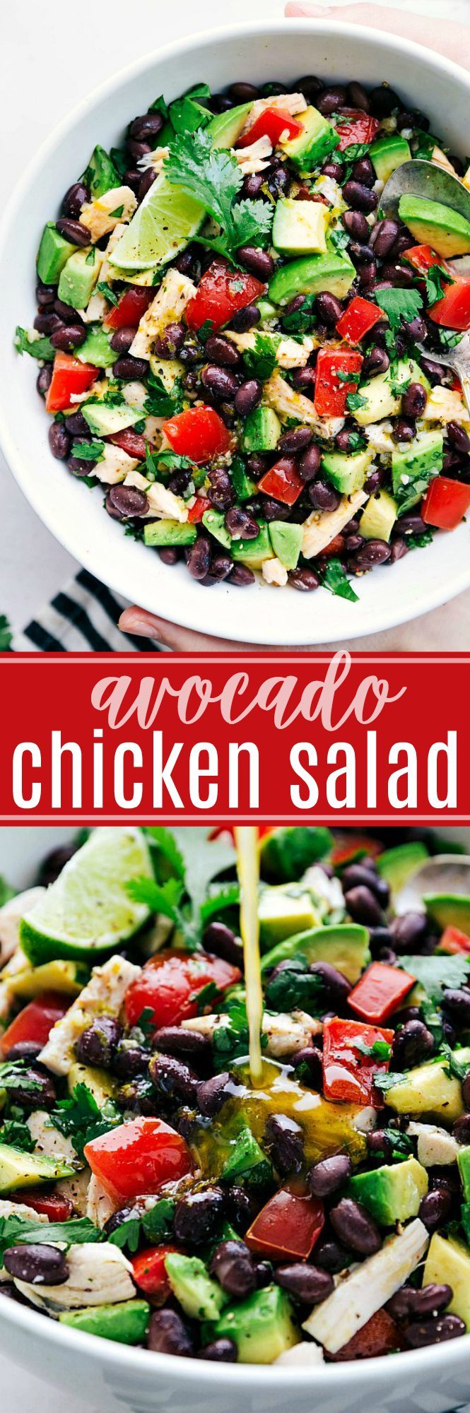 Easy, healthy, and SO delicious Mexican flavor inspired Avocado Chicken Salad! via chelseasmessyapron.com #healthy #salad #chicken #quick #easy #kidfriendly #avocado #tomato #cilantro #lime #cleaneating #keto #health #salad
