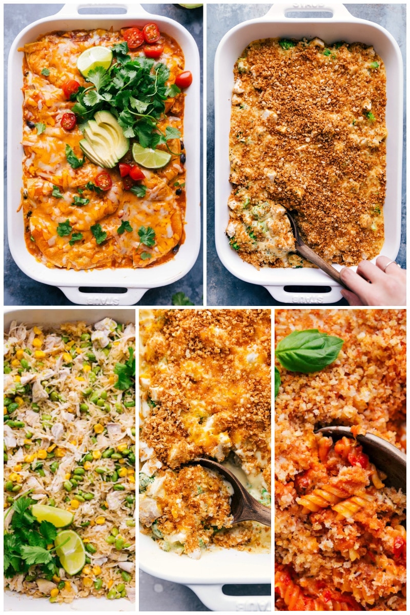 Collage of chicken casserole recipes