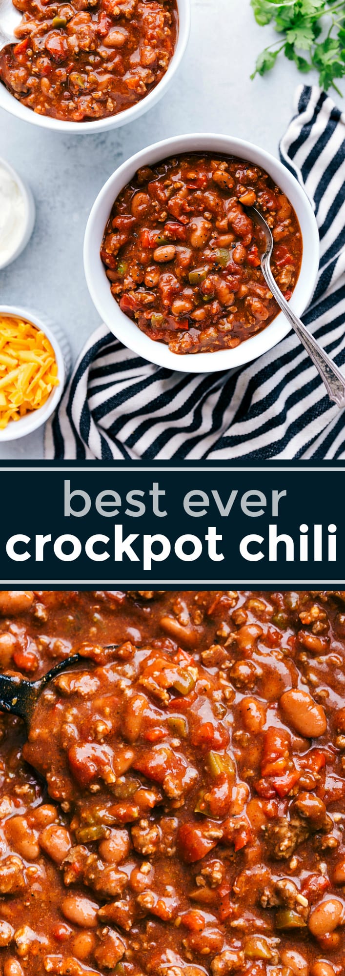 A delicious crockpot chili with dozens of 5-star reviews and winner of multiple chili cook-offs! This crockpot chili recipe winner is made with plenty of spice and packed with lots of flavor! via chelseasmessyapron.com #crockpot #slowcooker #chili #easy #quick #dinner #kidfriendly #beans #sausage #beef #cookoff #contest