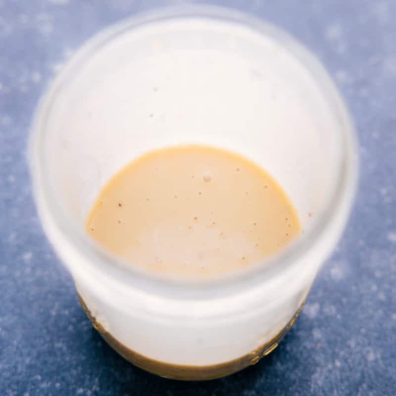Overhead view of the emulsified dressing