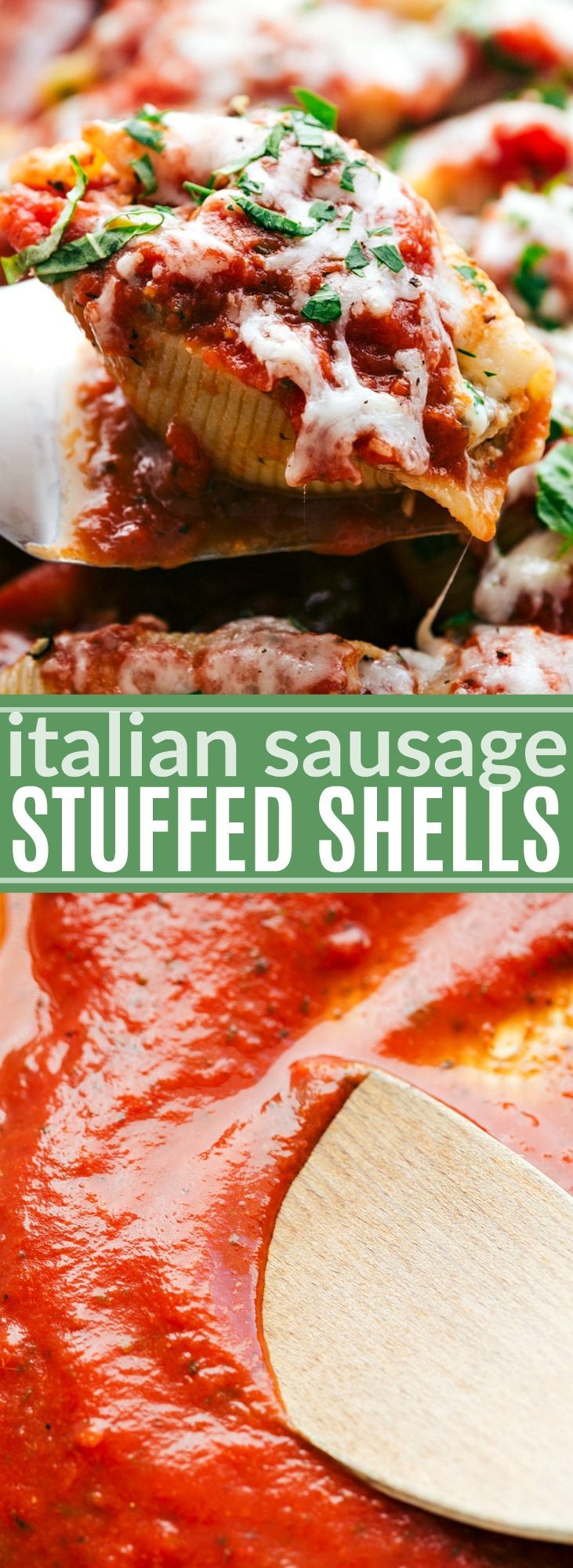 The ultimate BEST EVER stuffed Italian Sausage Shells -- easy and delicious!! via chelseasmessyapron.com