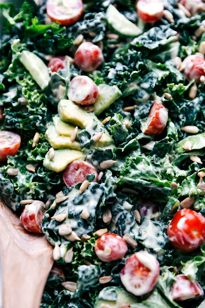 Overhead image of Kale Avocado Salad 