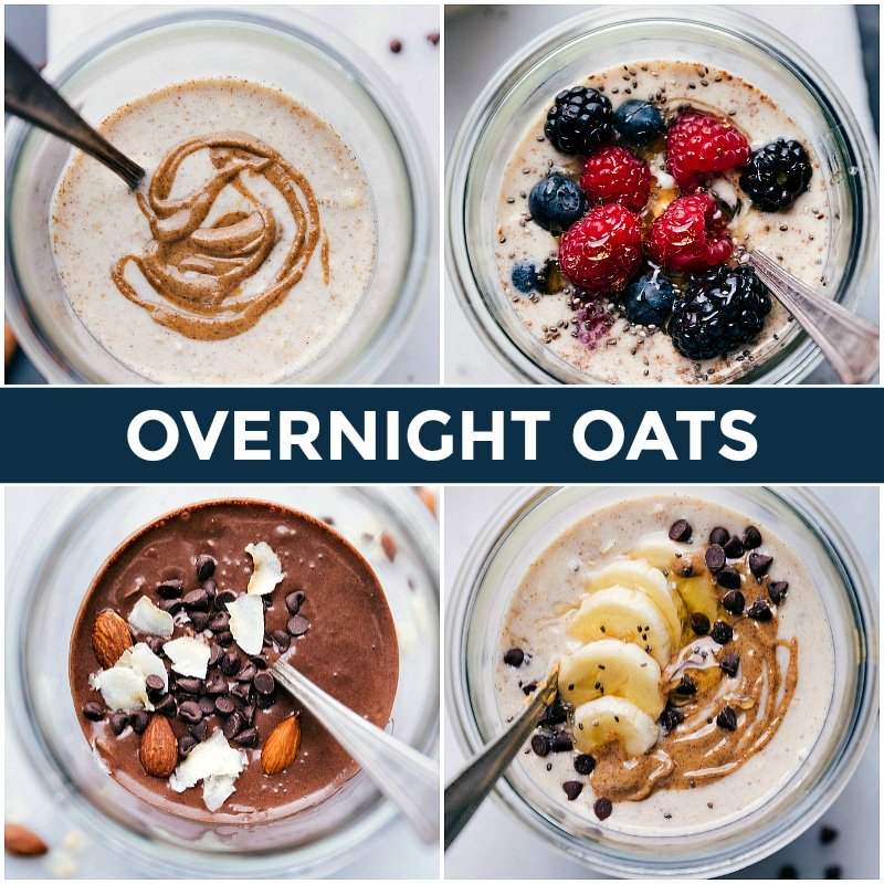 Image of all four Overnight Oats recipes featured in this post.