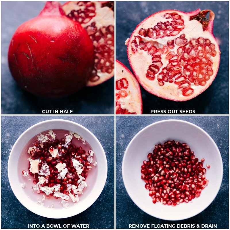Process shots- images of the pomegranate being prepped