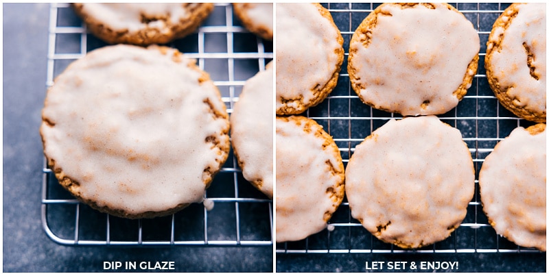 Overhead image of the Pumpkin Oatmeal Cookies with a glaze