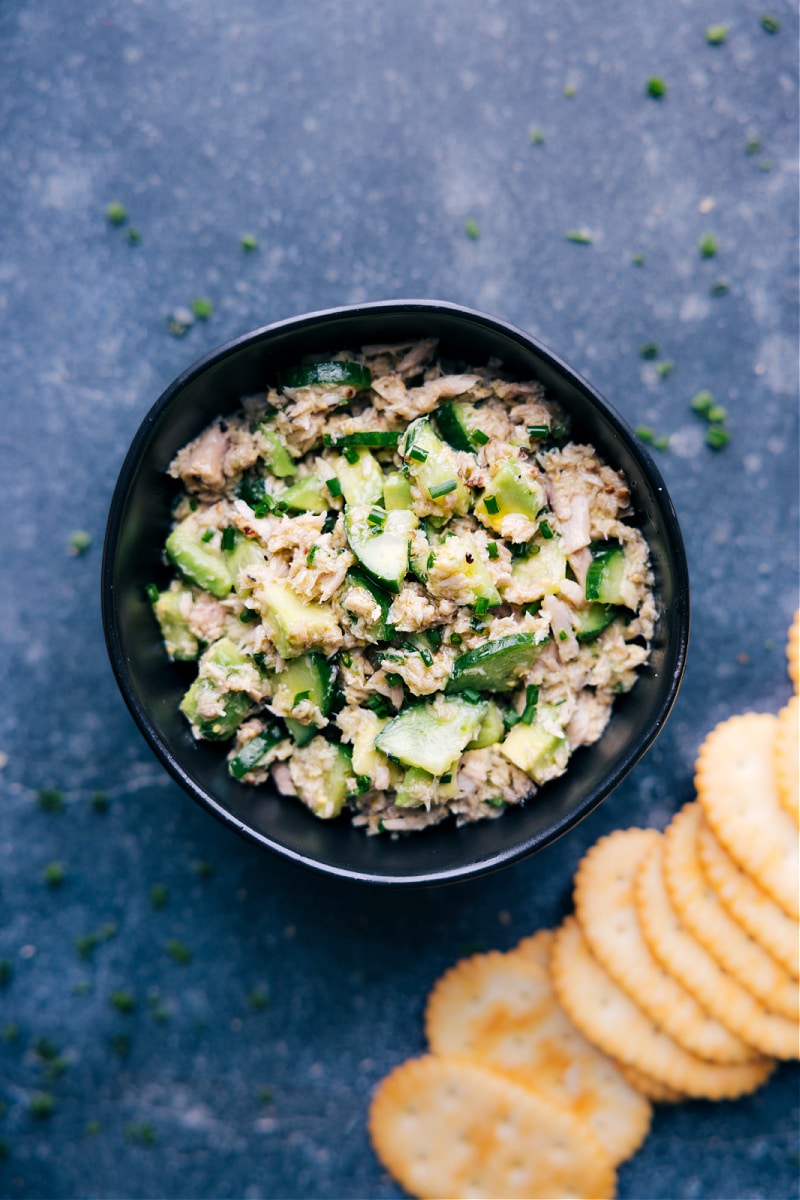 Overhead image of the tuna salad with no mayo